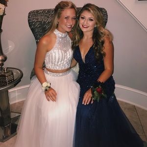 Sherri Hill White Two Piece Prom Dress